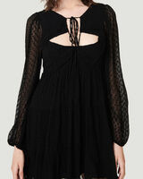 DIXON OPEN HALTER BABYDOLL MINI DRESS image number null